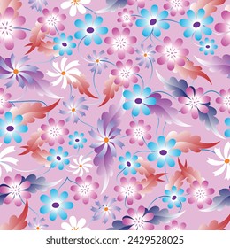 Nahtloses Muster mit Blumen und Blättern für Hintergrund, Textil, Tapeten, Stoffe, Druck usw.