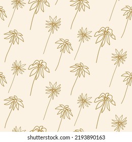 Patrón sin foco de flores y hojas en elementos de doodle estilo boho
