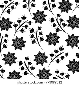 seamless pattern flowers leaves branch decoration image