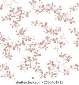 seamless pattern of flowers leaves and branches on white background