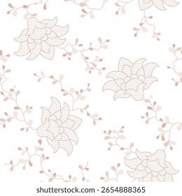 padrão sem emenda de folhas de flores e ramos no fundo branco