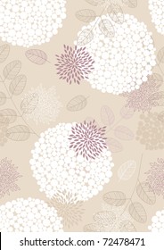 Seamless pattern with flowers, leaves and circles