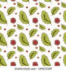 Seamless pattern with flowers and leaves. Colorful abstract florals. Vector file is easy to change colors and edit.