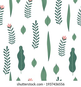Seamless pattern with flowers and leaves. Creative floral texture. Great for fabric, textile Vector Illustration