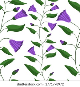 Seamless pattern. Flowers and leaves of the field bindweed. For gift packaging, fabric and other printed products. Vector illustration.