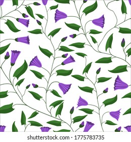 Seamless pattern. Flowers and leaves of the field bindweed. For gift packaging, fabric and other printed products. Vector illustration.