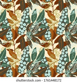 Seamless pattern with flowers, leaves. Floral background. Fabric design