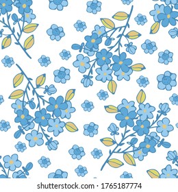 Seamless pattern with flowers, leaves. Floral background. Fabric design. Summer print