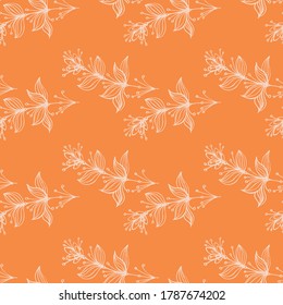 Patrón sin foco de flores y hojas. Ornamento floral situado en el estilo dibujado a mano. Diseño para textil, papel, embalaje, ropa de cama de elementos de doodle coloridos. Ilustración del vector