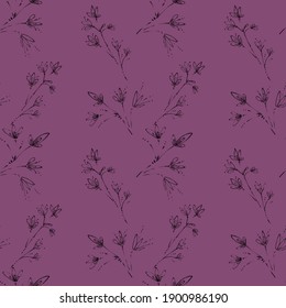 Seamless pattern of flowers and leaves. Floral ornament located in the style of hand-drawn. Design for textile, paper, packaging, bedding from colorful doodle elements. Vector illustration