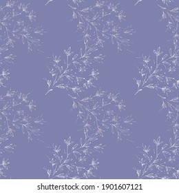 Seamless pattern of flowers and leaves. Floral ornament located in the style of hand-drawn. Design for textile, paper, packaging, bedding from colorful doodle elements. Vector illustration