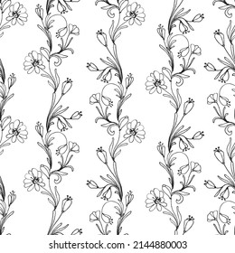 Patrón sin foco de flores y hojas. Ornamento floral. Diseño para textiles, papel, embalaje, ropa de cama. Ilustración vectorial.