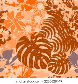 Nahtloses Muster mit Blumen und Blättern.
Blumenmuster
