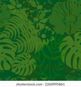 Seamless pattern with flowers and leaves.
Floral pattern
