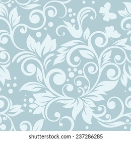 Seamless pattern with flowers and leaves. Floral ornament.