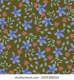 Seamless pattern with flowers and leaves. Floral pattern for Wallpaper, paper and fabric.