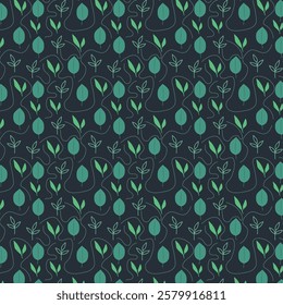 Seamless pattern with flowers and leaves. Floral background.