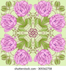 seamless pattern of flowers and leaves forming geometric shapes 2