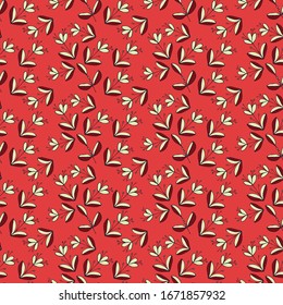 Patrón sin inconvenientes de flores y hojas. El adorno floral dibujado a mano. Diseño textil, de papel, de embalaje, de ropa de cama hecha de elementos de doodle coloridos de etno, de estilo folclórico. Ilustración vectorial.