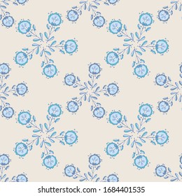 Nahtlose Muster von Blumen und Blättern. Handgezeichnete Blumenschmuck. Design für Textilien, Papier, Verpackung, Betten aus bunten Doodle Elemente in Ethno, Folk-Stil.  Vektorgrafik.