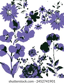 Seamless pattern with flowers and leaves. Hand drawn background. floral pattern for wallpaper.
