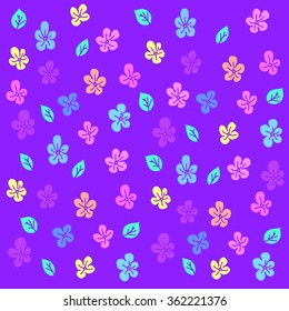 Seamless pattern with flowers and leaves. Hand-drawn background for greeting card and invitations of birthday, Valentine's Day, mother's day and other seasonal holiday.