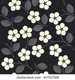 Seamless pattern with flowers and leaves isolated on blue background can be used for surface textures, textile,linen, tile, pattern fills and more creative designs. 