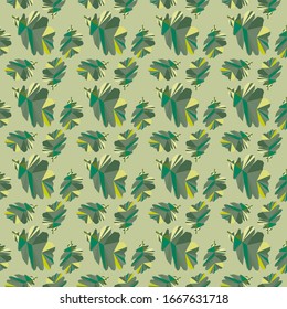 seamless pattern with flowers and leaves low poly style