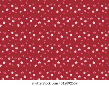 seamless pattern with flowers and leaves on a red background in the Japanese style
