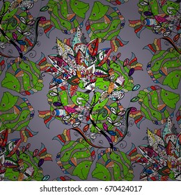 Seamless pattern with flowers and leaves on colorful background, watercolor floral pattern, flower rose in color, tileable for wallpaper, card or fabric.