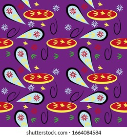 seamless pattern with flowers and leaves paisley style