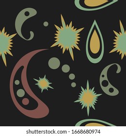 seamless pattern with flowers and leaves paisley style