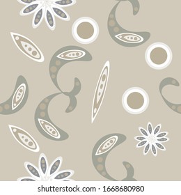 seamless pattern with flowers and leaves paisley style