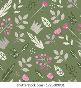 Patrón sin inconvenientes con flores y hojas. Perfecto para tejidos, textiles. 