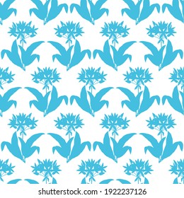 Seamless pattern of flowers and leaves of ramsons, bear onions. Vector stock illustration eps10. 