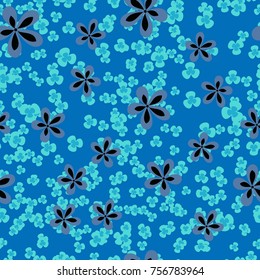 Seamless pattern. Flowers and leaves are scattered chaotically. Fashionable camouflage.