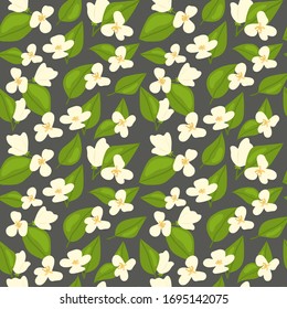 Patrón sin inconvenientes con flores y hojas.  Textura floral primaveral. Textura creativa para tela, envoltura, textil, papel pintado, ropa. Ilustración dibujada por la mano del vector