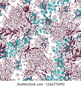 Seamless pattern with flowers, leaves. Summer print. Floral background. Fabric design, wallpaper - Shutterstock ID 1166773492