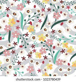 Seamless pattern of flowers and leaves. texture for design
