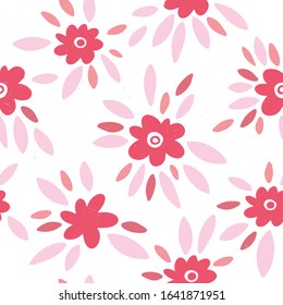 Seamless pattern with flowers and leaves.. Texture in ethno style. Fun background with floral illustration in bright colors. Vector illustration.