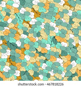 Seamless pattern of flowers and leaves. texture for design