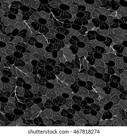 Seamless pattern of flowers and leaves. texture for design