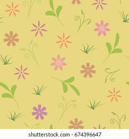 Seamless pattern, flowers and leaves. Use for backgrounds, wall paper, tile floor, fabric, books, and anything else that you want.