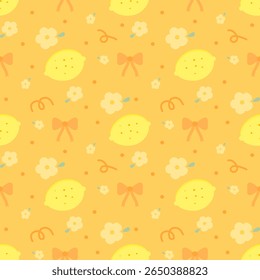 seamless pattern with flowers and lemon, fabric patterns, gift wrapping paper, phone case, notebook cover 