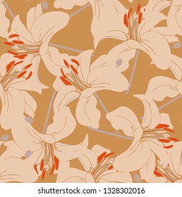 Seamless pattern with flowers lilies colored

