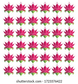 Nahtloses Muster mit Blumen und Lotus Blättern auf weißem Hintergrund. Handgezeichnete Vektorgrafik.