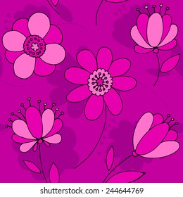 Seamless pattern  with flowers. Magenta