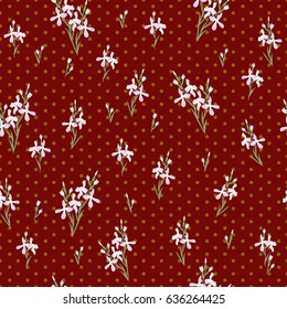 Seamless pattern with flowers Matthiola or evening primrose. Gentle vector watercolor seamless background with branches of violet night.