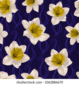 Seamless pattern with flowers of narcissus