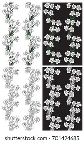 seamless pattern with flowers Narcissus on white black and white background